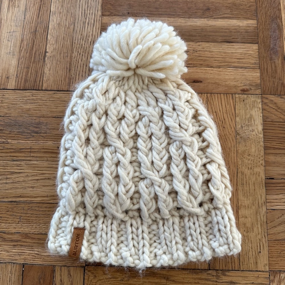 Burton Knit Beanie with Pom Pom - Cream